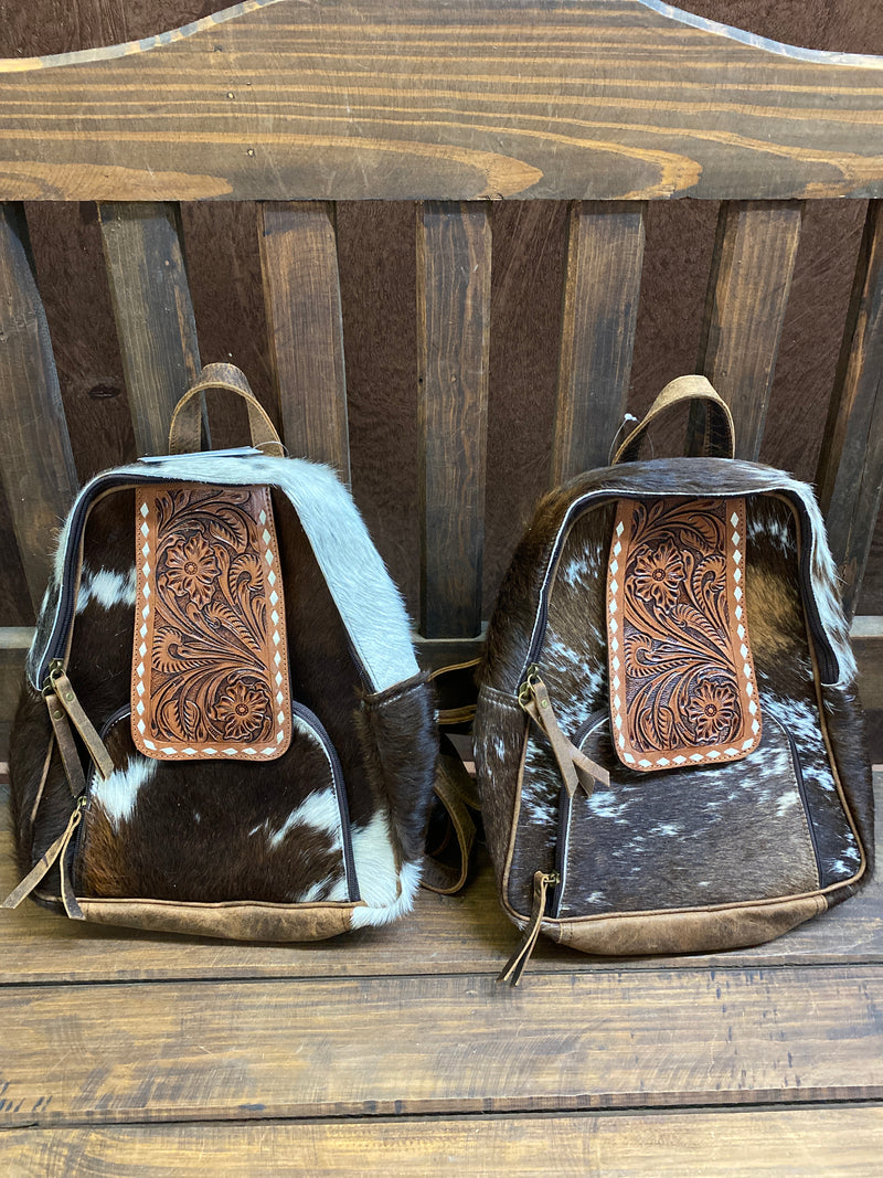 cowhide mini backpack Cowhide Small Backpacks Long Hair