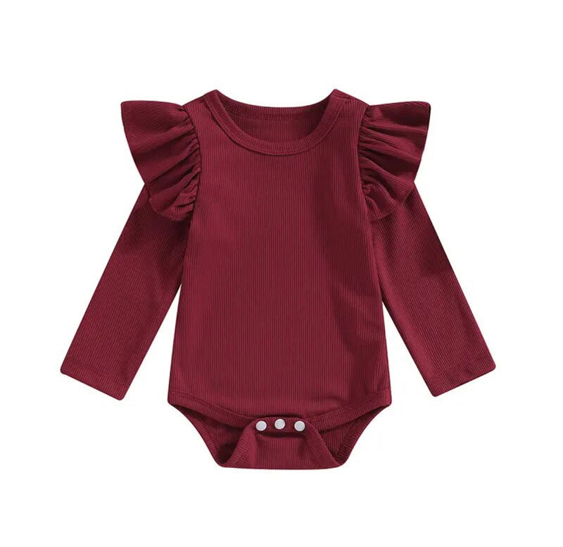 Ruffled long sleeve onesie