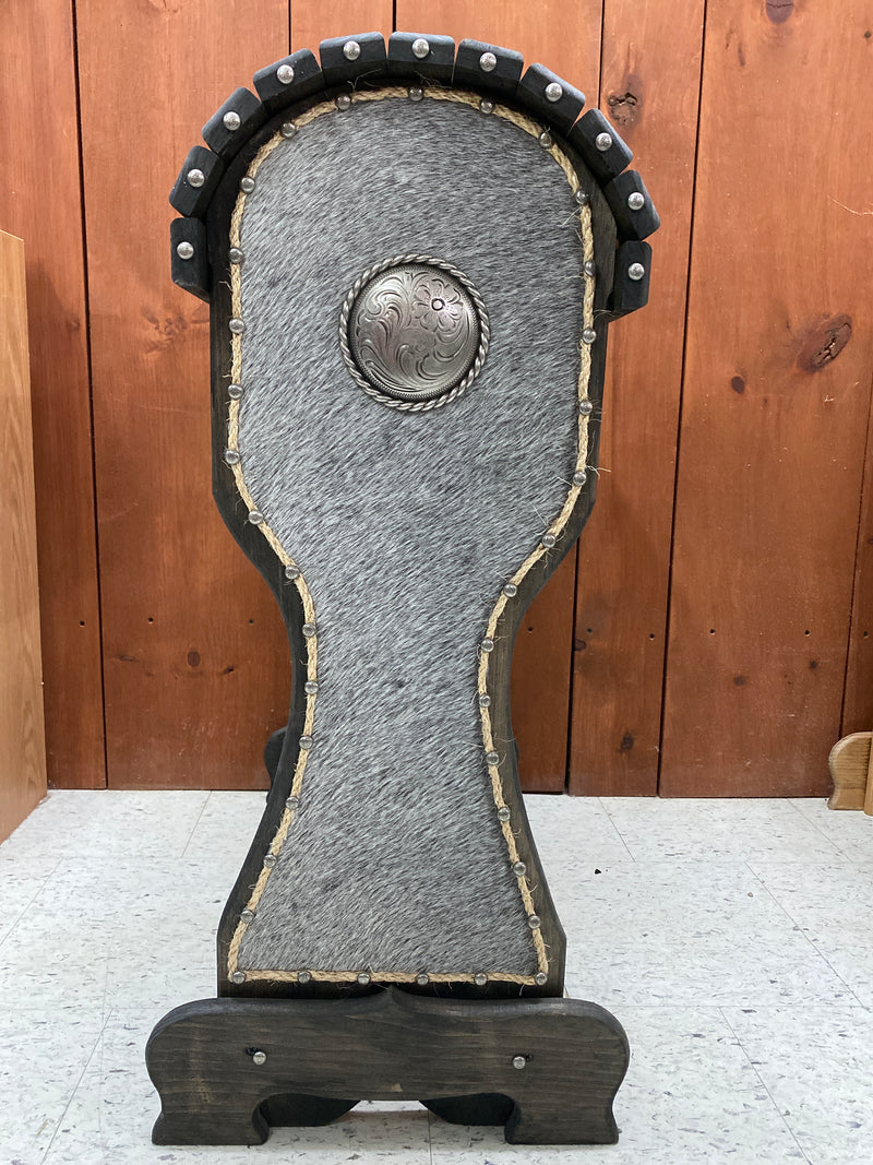 Saddle Stand- Grey Hide - Dark Stain