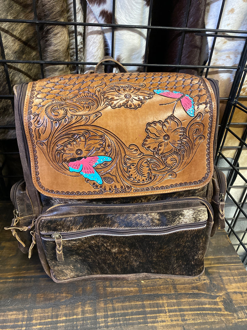 butterfly backpack leather Tooled Butterfly Backpack Brown Speckled