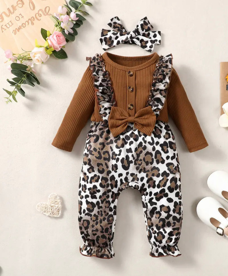 Brown Leopard Romper