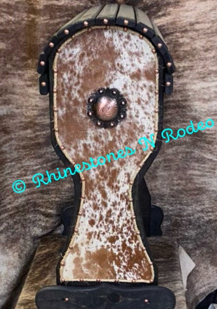 Speckled Cowhide Saddle Rack