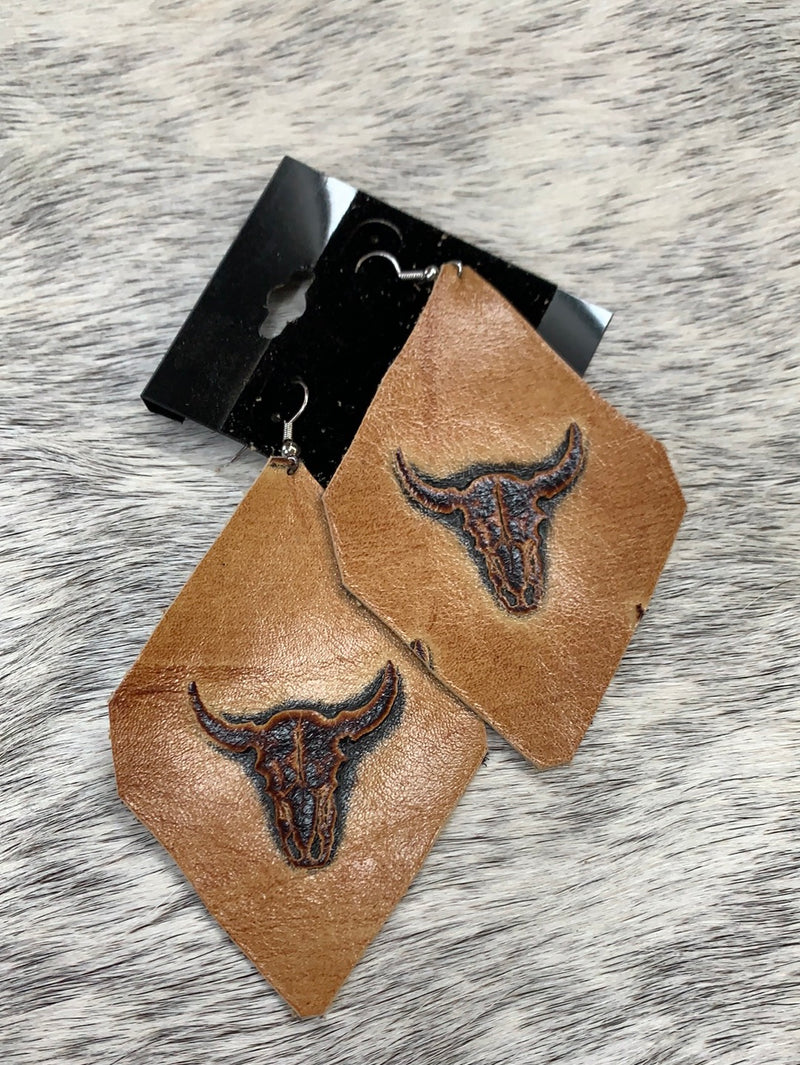Cowskull Leather Earrings
