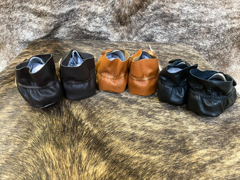 Cowhide Baby Moccasins-Rust