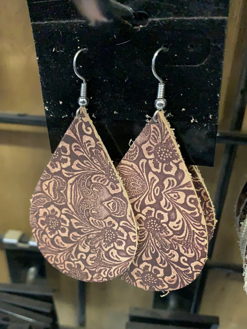 Tooled Leather Print Earrings