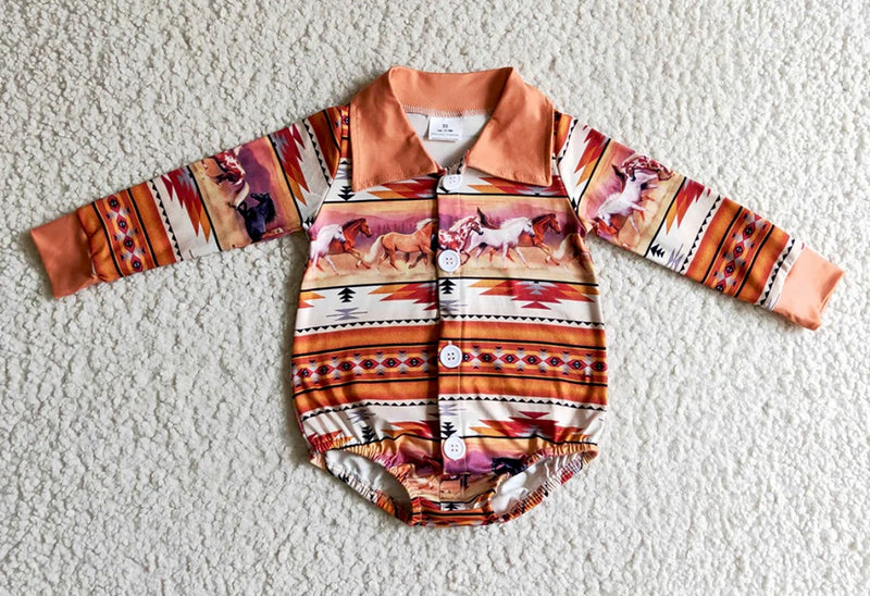 Aztec Ponies LS Onesie