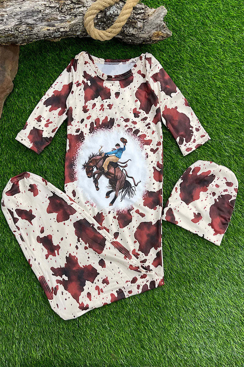 Cowprint Cowboy Baby Gown