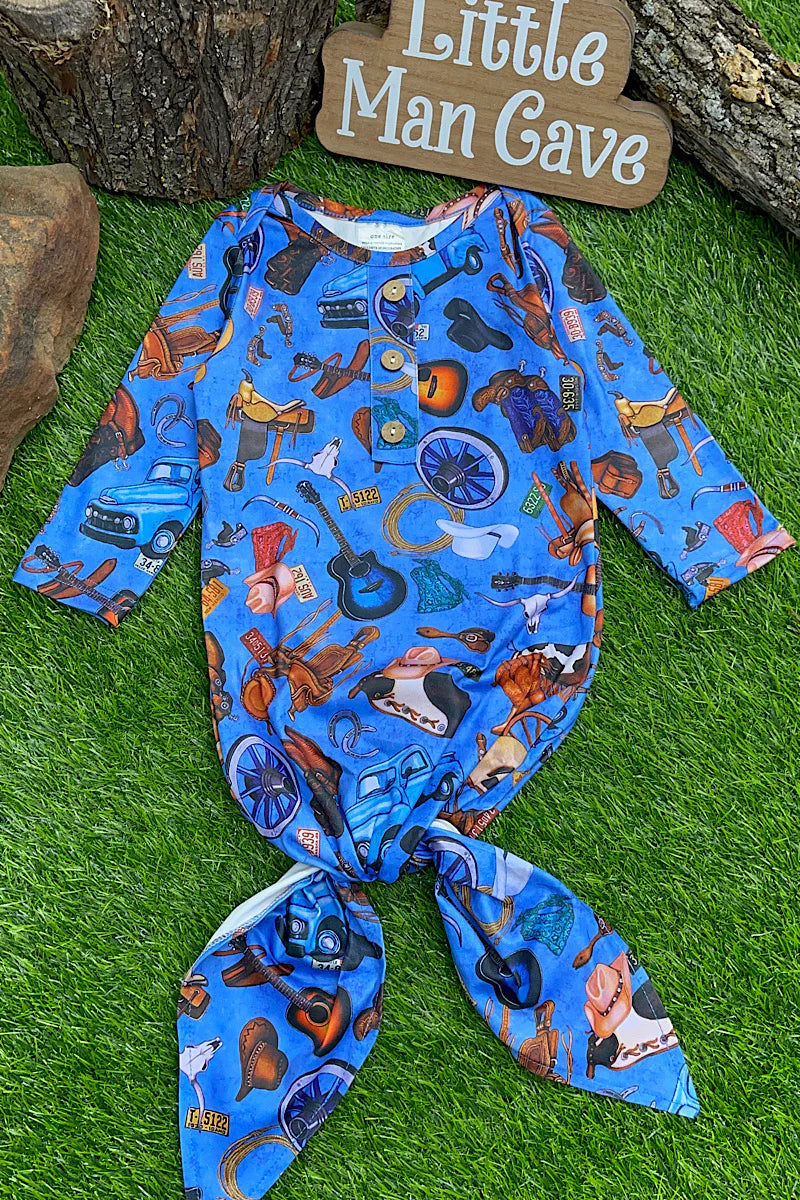 Blue Western Baby Gown