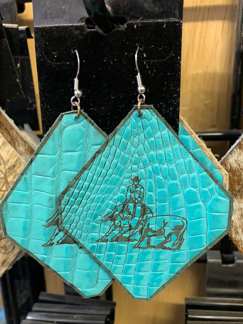 Turquoise Cutting Horse Earrings