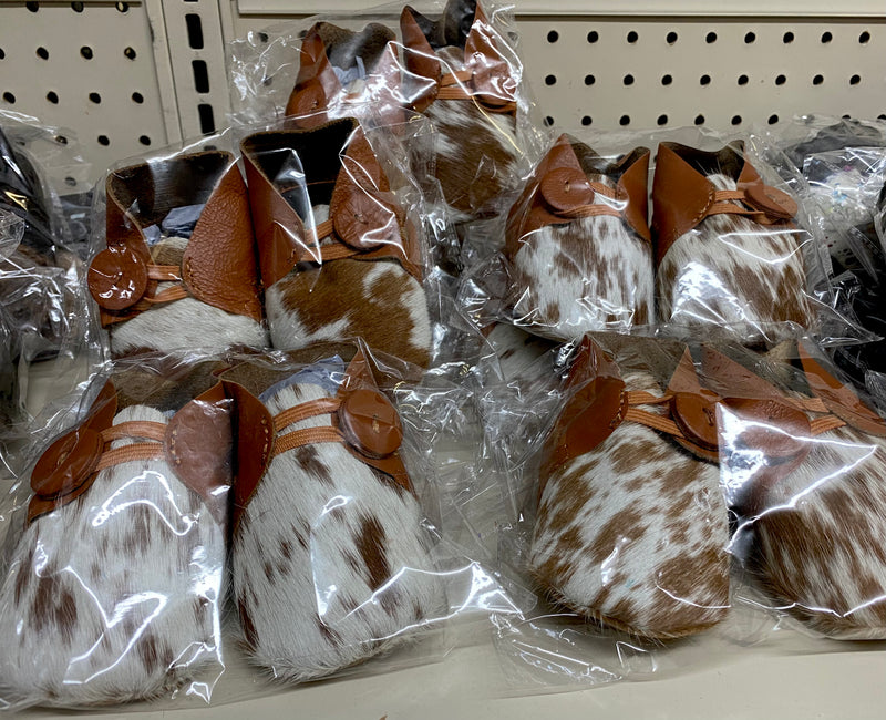 Cowhide Baby Moccasins-Rust