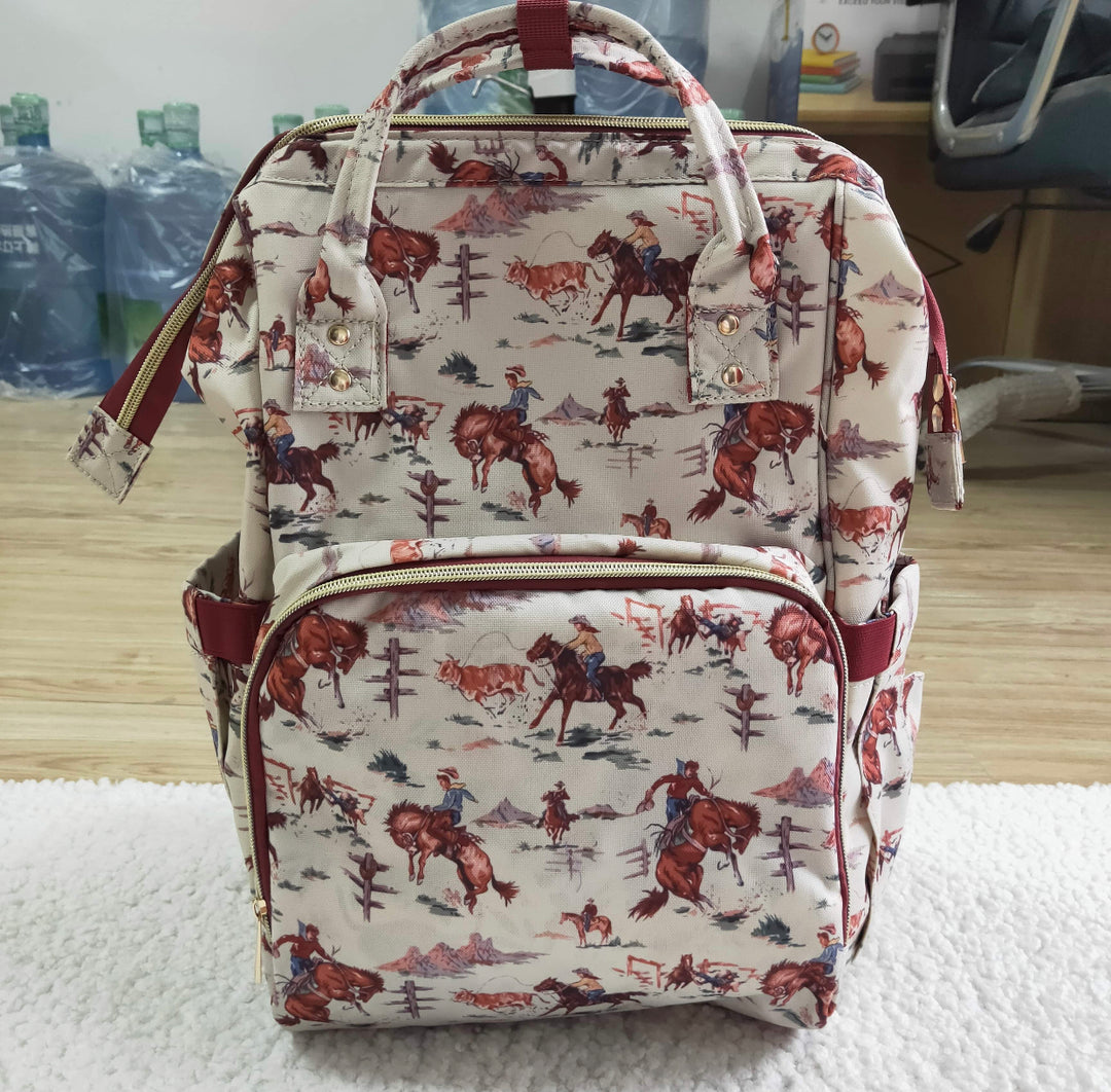 Western Diaper Bag /Backpack Amazon.com: LP-FACON Western Cowhide Leather Diaper Backpack  main image 3