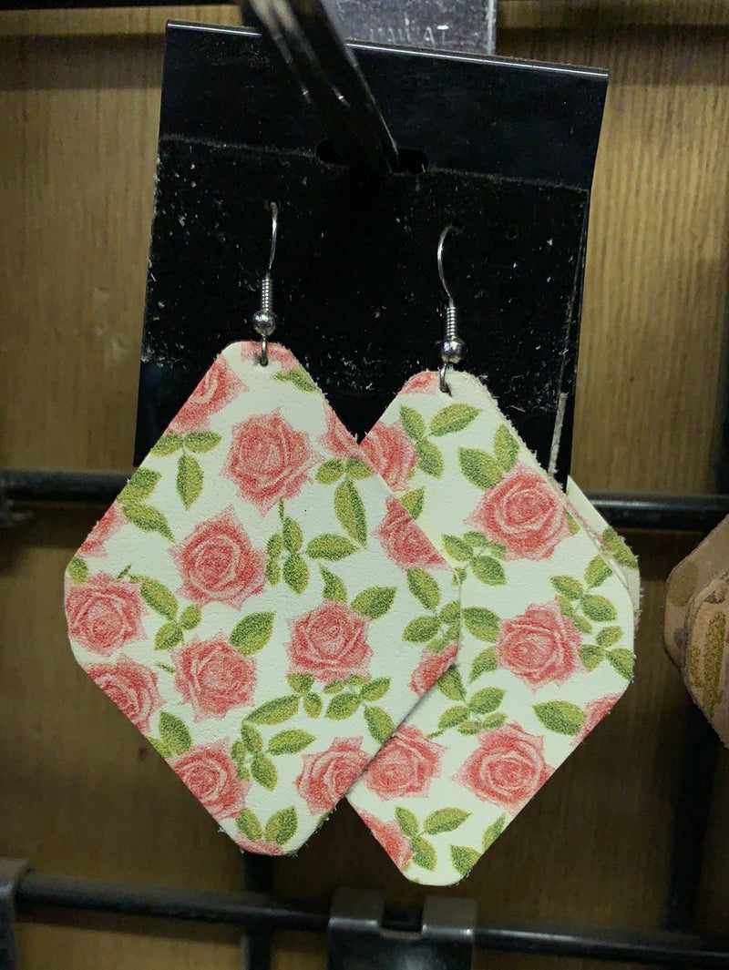 Rose Print Diamond Earrings