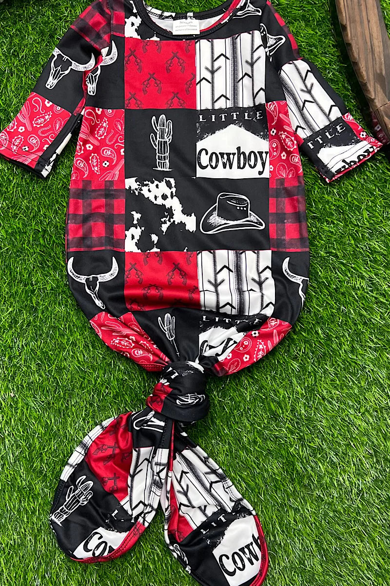 Red Little Cowboy Baby Gown