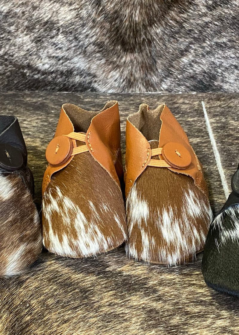 Cowhide Baby Moccasins-Rust